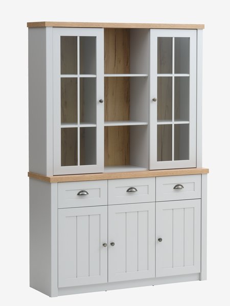 Sideboard MARKSKEL 3 doors light grey/oak colour