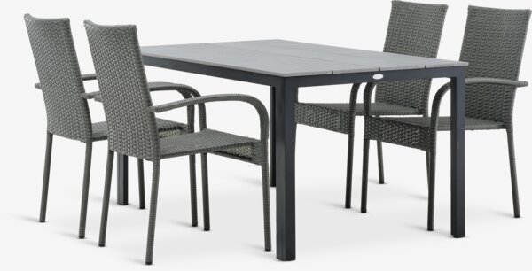 MARIELYST L150 table + 4 GUDHJEM chair grey