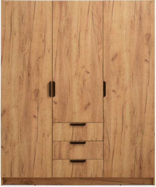 Kleiderschrank JENSLEV 144x176 3 Türen 3 Schubladen eiche