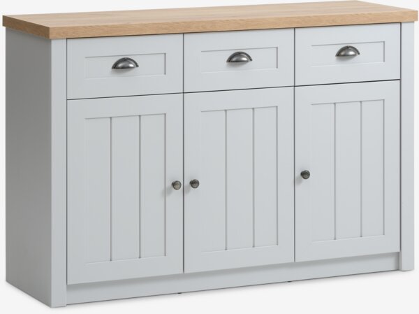 Buffet MARKSKEL 3 portes gris clair/couleur chêne
